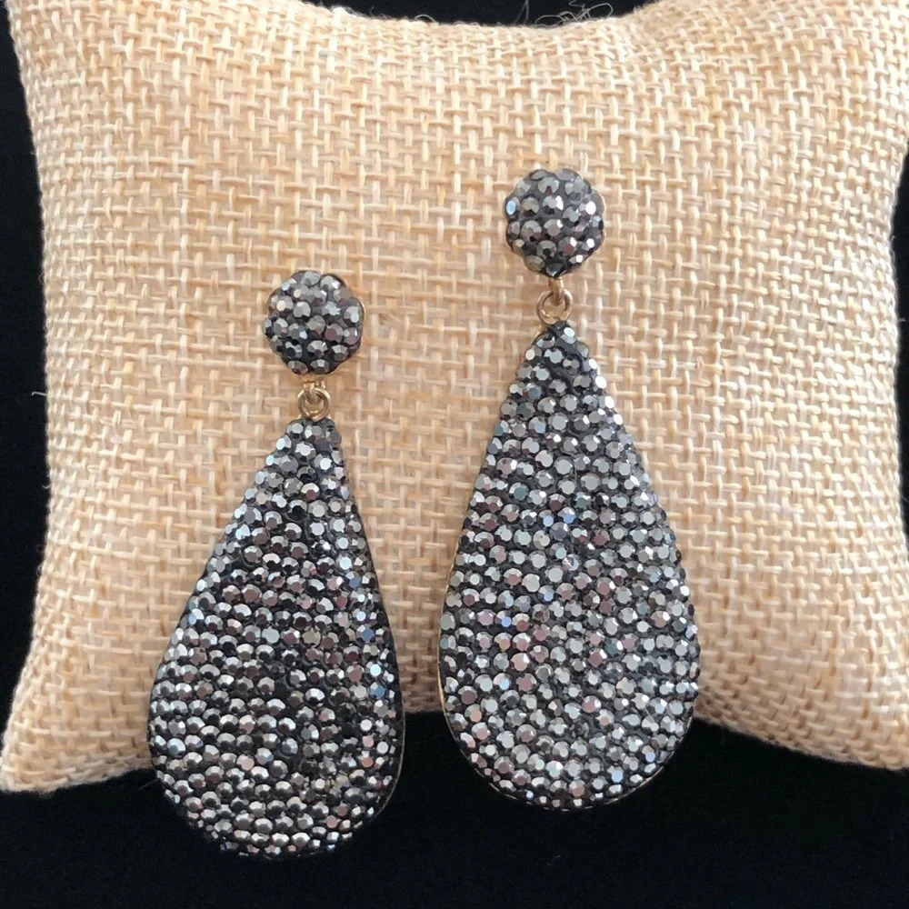 ADMK Jewelry Celine Pave Black Crystal‎ Earrings